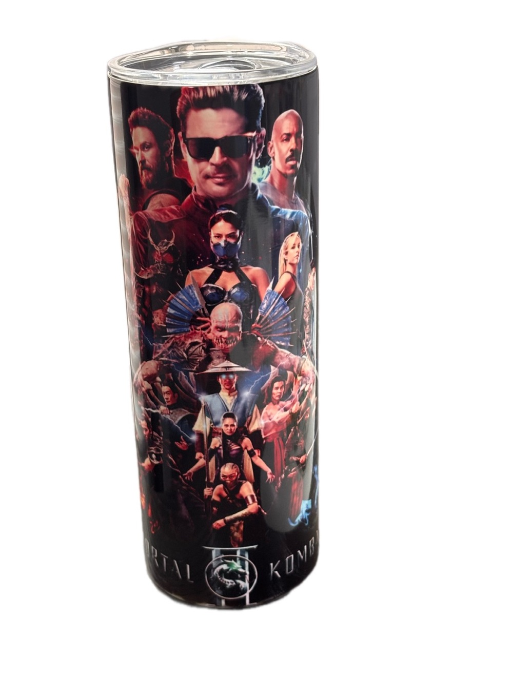 Mortal Kombat Character Collage Skinny Tumbler - Black with Red Accents